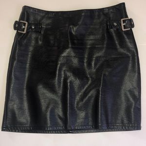 Black Pleather Buckle Skirt size 8